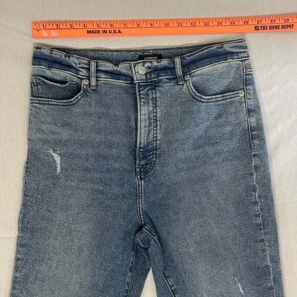 Express Womens Mom Jeans Super High Rise Distressed Size 12R 24" Inseam - Picture 4 of 5